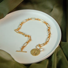 Load image into Gallery viewer, Vintage Coin &amp; Pearl Chain Necklace
